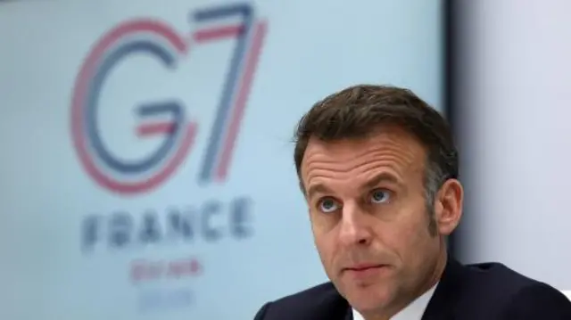 French President Emmanuel Macron chairs a video conference of G7 leaders to discuss the fallout of the war in Iran on the world economy, amid the U.S.-Israeli conflict with Iran, at the Elysee Palace in Paris