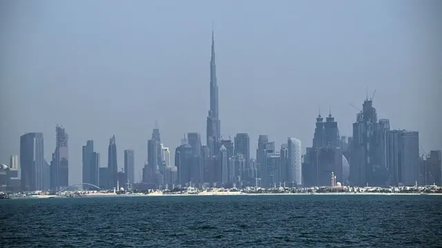 The Dubai skyline, seen earlier today