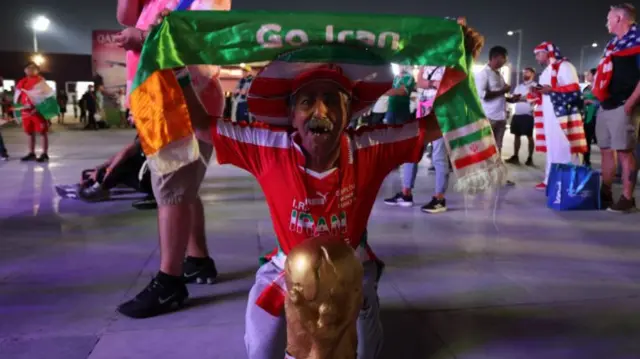 An Iranian fan at the 2022 World Cup in Qatar