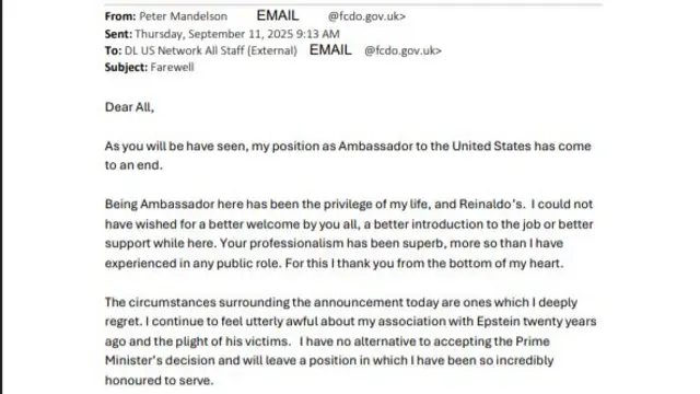 Email from Mandelson