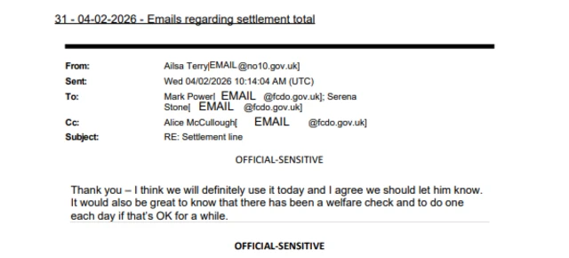 An email from Ailsa with the quote in the text