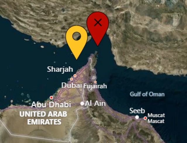 This map from the UKMTO shows the latest reported attack (in red) and the earlier report, in yellow