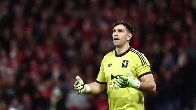 Aston Villa's Argentinian goalkeeper #23 Emiliano Martínez