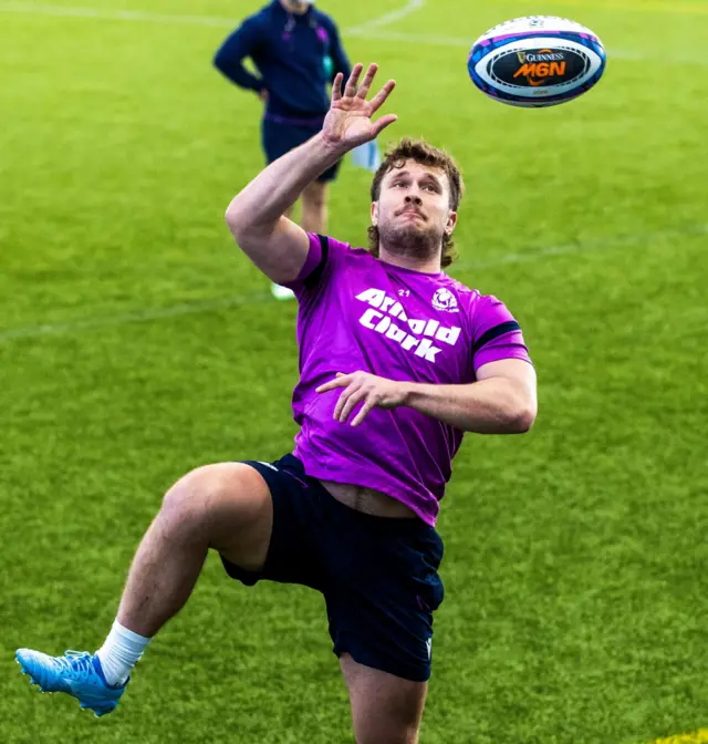 Kyle Rowe during a Scotland Rugby training session at the Oriam, on March 02, 2026, in Edinburgh Scotland