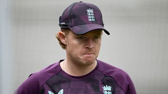 : Ollie Pope of England during an England nets session