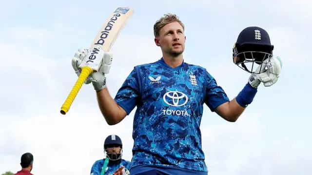 Joe Root of England walks off after finishing unbeaten on 166
