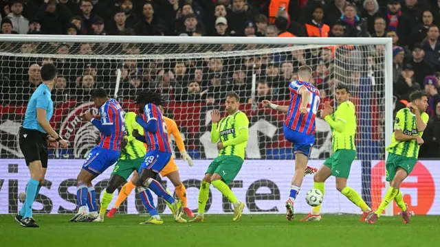 Adam Wharton of Crystal Palace shoots