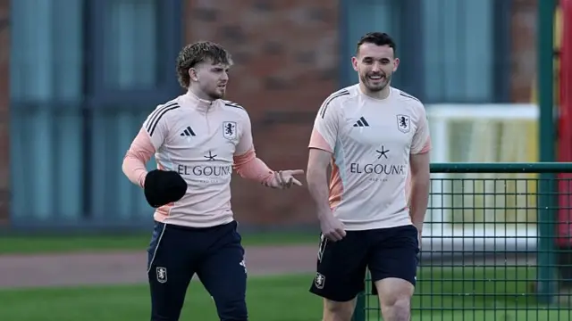 : John McGinn and Harvey Elliott of Aston Villa
