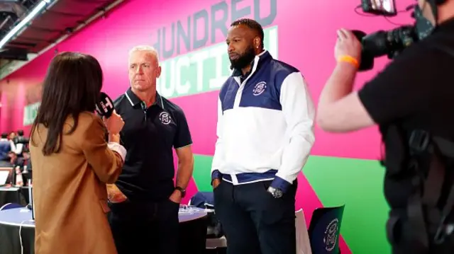 Presenter Kenzie Benali interviews Alec Stewart and Kieron Pollard