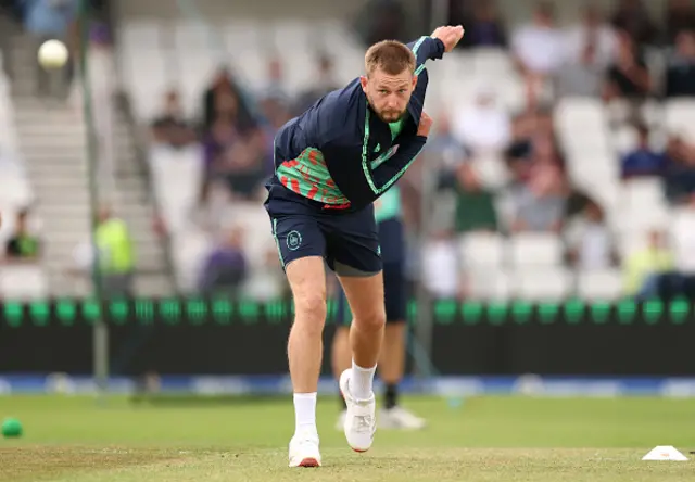 Gus Atkinson of Oval Invincibles warms up
