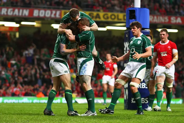 Ireland celebrate against Wales