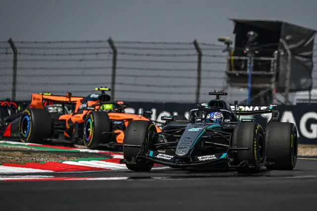 Lando Norris and George Russell on track in China