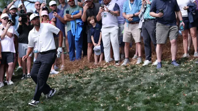 Finau after playing out of the rough