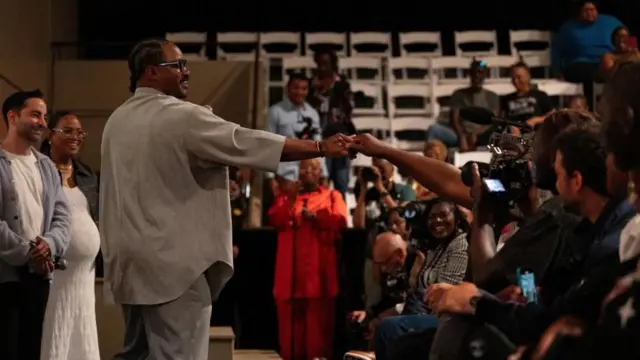 Ryan Coogler speaks with the crowd