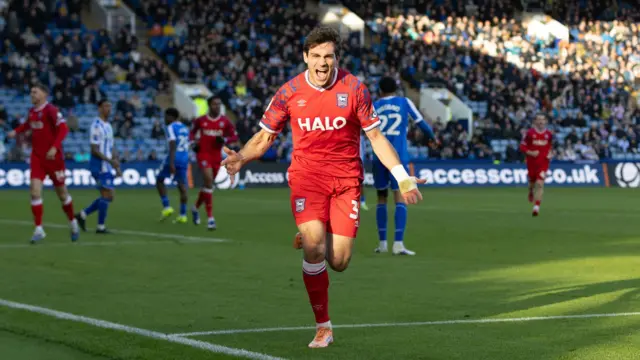 Ipswich's Ivan Azon celebrates in front of the camera