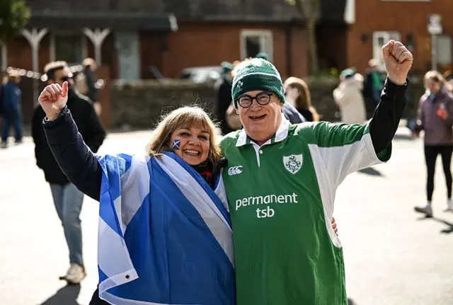 Ireland and Scotland fans in Dublin