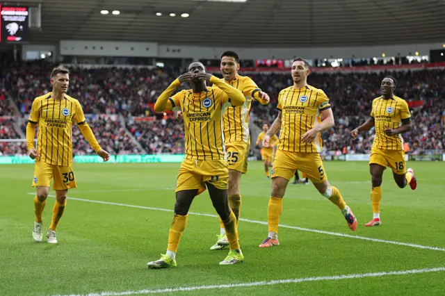 Yankuba Minteh of Brighton & Hove Albion celebrates
