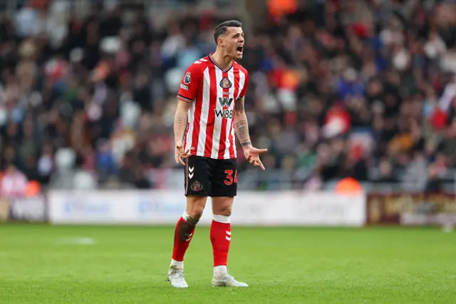 Granit Xhaka of Sunderland reacts