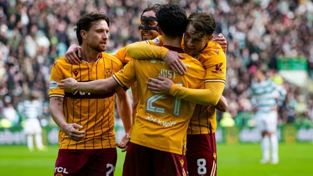 Motherwell players celebrate