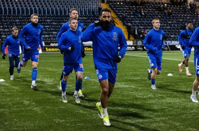Kilmarnock's Dominic Thompson warms up