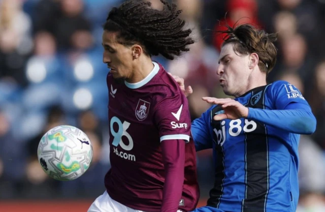 Burnley's Hannibal Mejbri in action