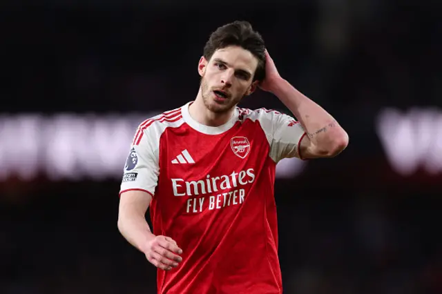 Declan Rice of Arsenal looks on