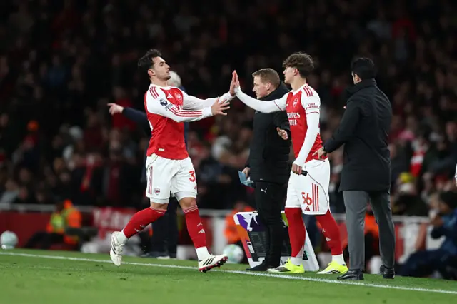 Martin Zubimendi of Arsenal is replaced by teammate Max Dowman