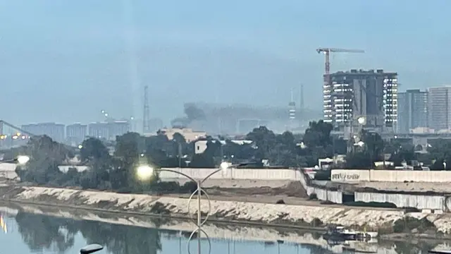 Smoke rises following a drone attack on the US embassy in Baghdad