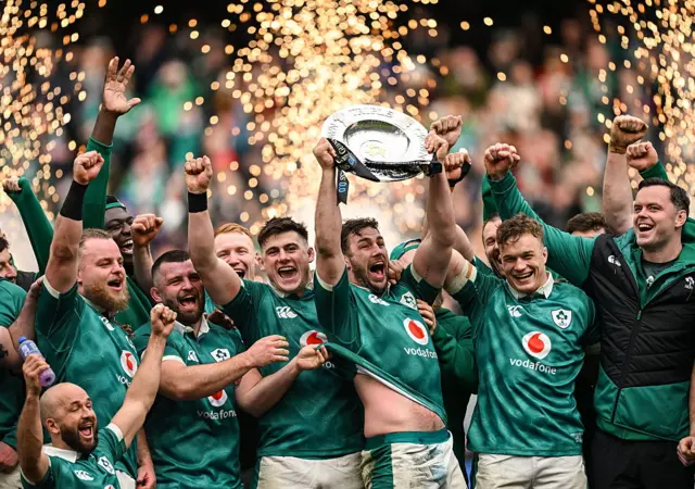 Ireland celebrate winning the Triple Crown