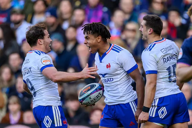 France celebrate a try