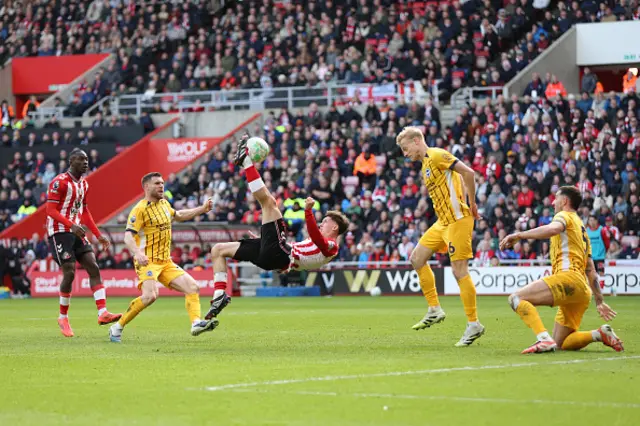 Chris Rigg of Sunderland attempts a bicycle kick