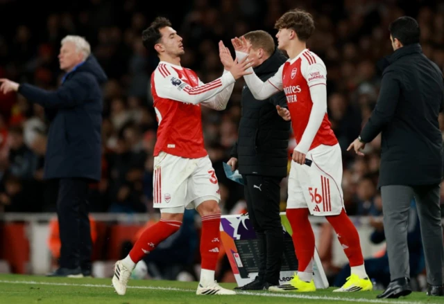 Arsenal's Max Dowman comes on