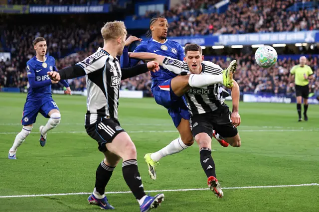 Joao Pedro of Chelsea stretches to get his toe to the ba