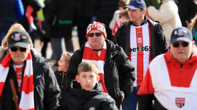Stoke fans arriving at the Bet365 Stadium