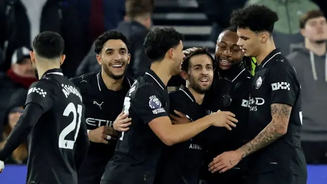 Bernado Silva celebrates his goal for Manchester City
