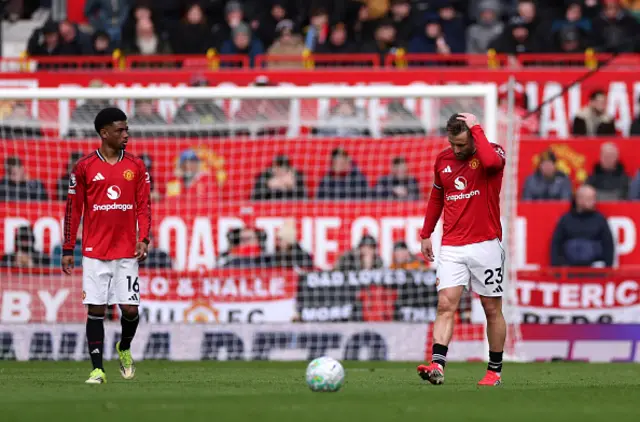 Luke Shaw of Manchester United dejected after Ross Barkley of Aston Villa (not pictured) scores