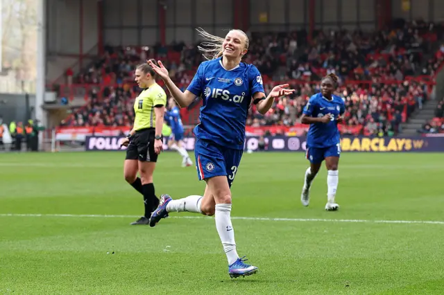 Aggie Beever-Jones of Chelsea celebrates scoring her team's second goal