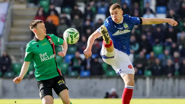 Action from Glentoran v Linfield