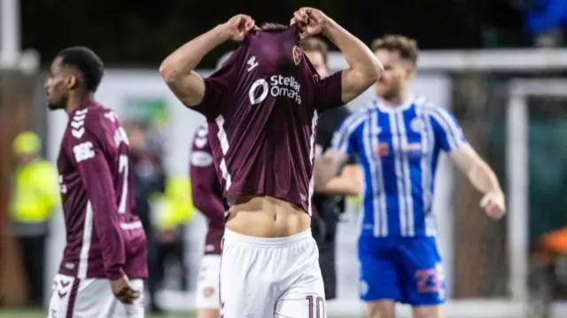 Hearts show their disappointment against Kilmarnock