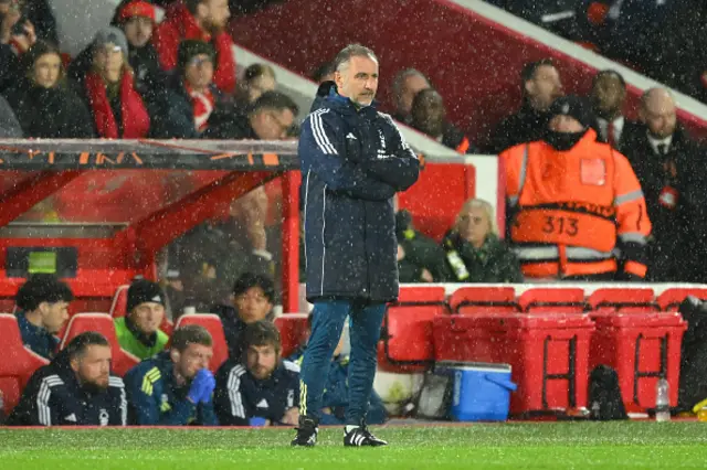 Vitor Pereira, Nottingham Forest head coach, looks on