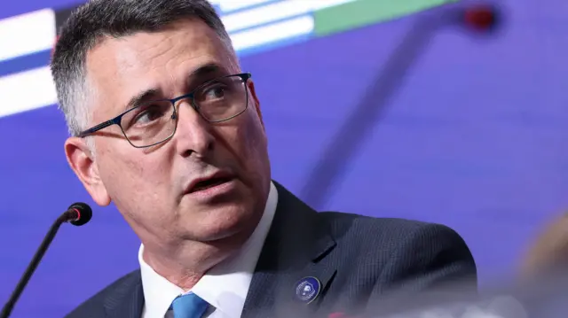 Israeli Foreign Minister Gideon Saar attends the inaugural Board of Peace meeting at the U.S. Institute of Peace in Washington, D.C., U.S., February 19, 2026