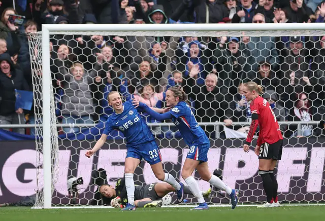 Aggie Beever-Jones of Chelsea celebrates scoring her team's second goal