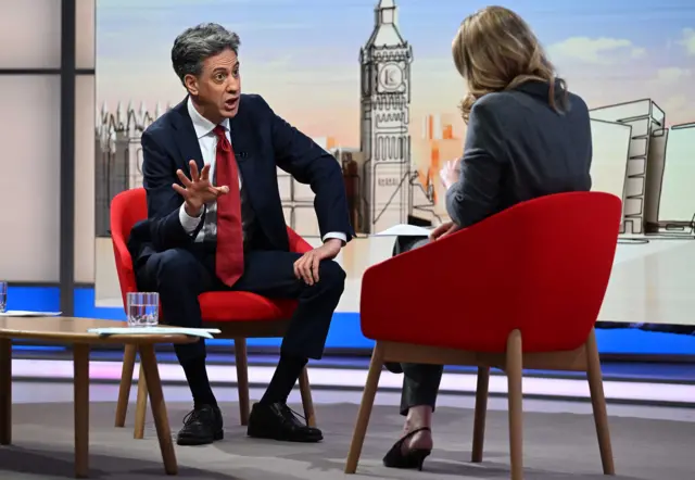 Ed Miliband speaking to Laura Kuenssberg.