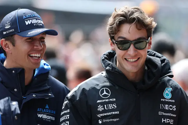 Alex Albon and George Russell