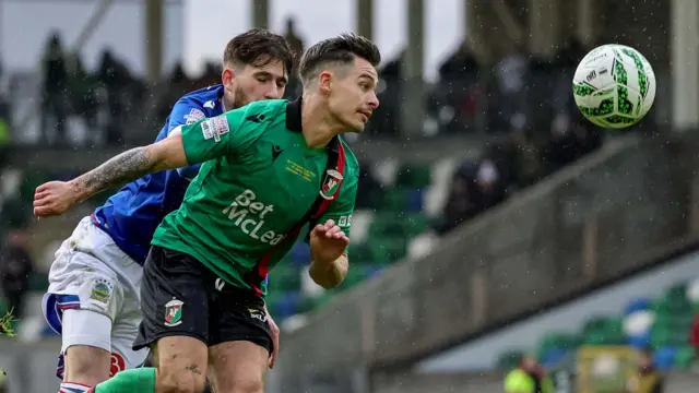 Action from Glentoran v Linfield