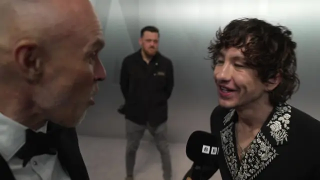 Barry Keoghan speaking to BBC reporter on the red carpet