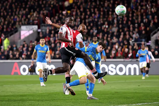 Michael Kayode of Brentford scores his team's first goal