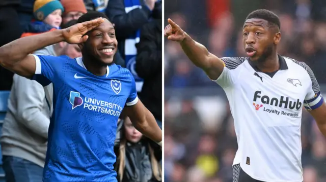 Ebou Adams in action for Portsmouth and Derby