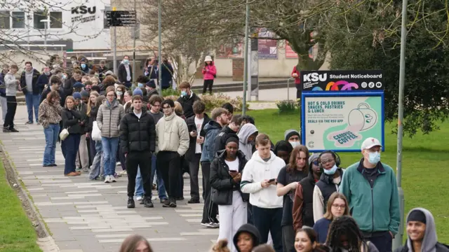A queue of students