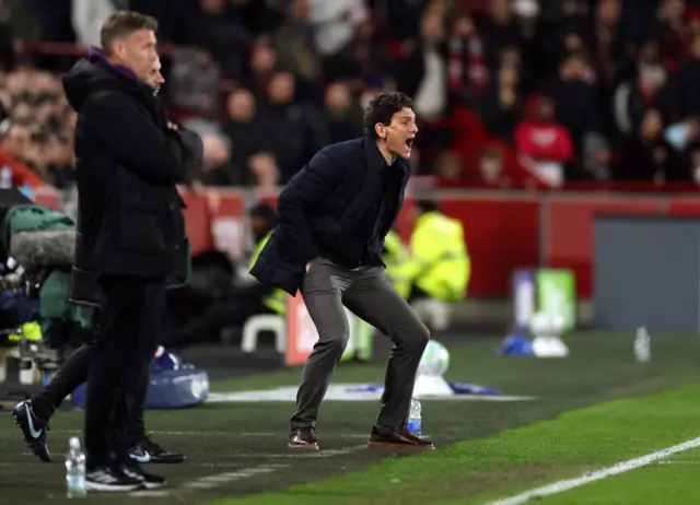 Brentford manager Keith Andrews reacts
